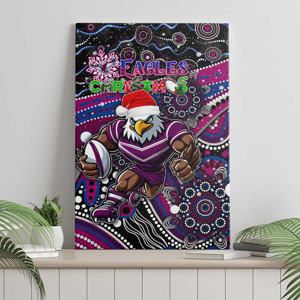 Merry Christmas Manly Warringah Sea Eagles Canvas Wall Art Aboriginal Santa Rugby Mascot - Silvertails