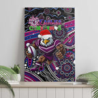 Merry Christmas Manly Warringah Sea Eagles Canvas Wall Art Aboriginal Santa Rugby Mascot - Silvertails