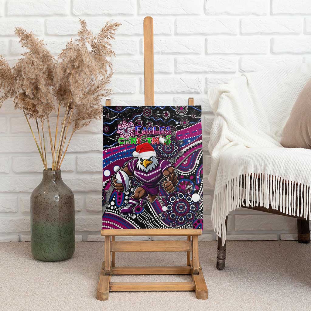 Merry Christmas Manly Warringah Sea Eagles Canvas Wall Art Aboriginal Santa Rugby Mascot - Silvertails