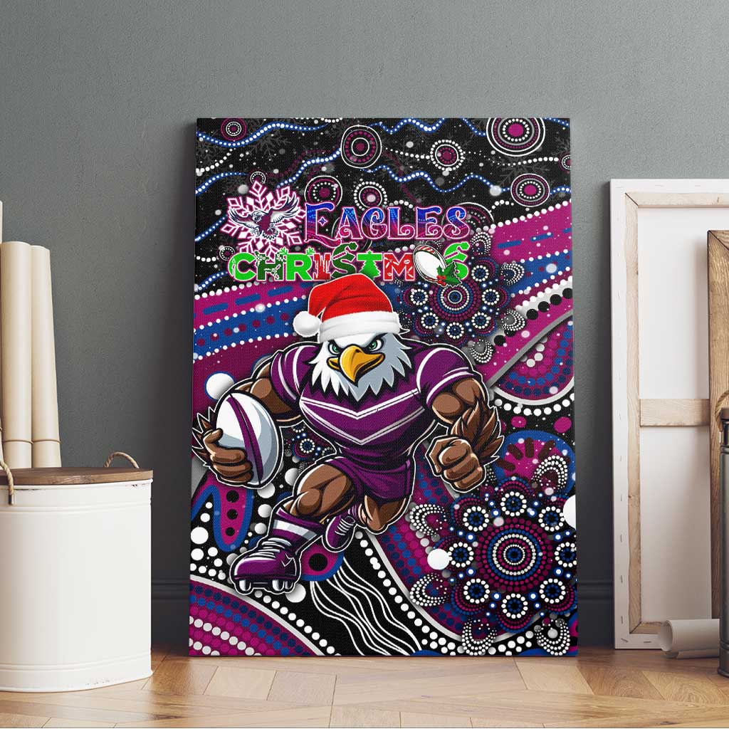 Merry Christmas Manly Warringah Sea Eagles Canvas Wall Art Aboriginal Santa Rugby Mascot - Silvertails