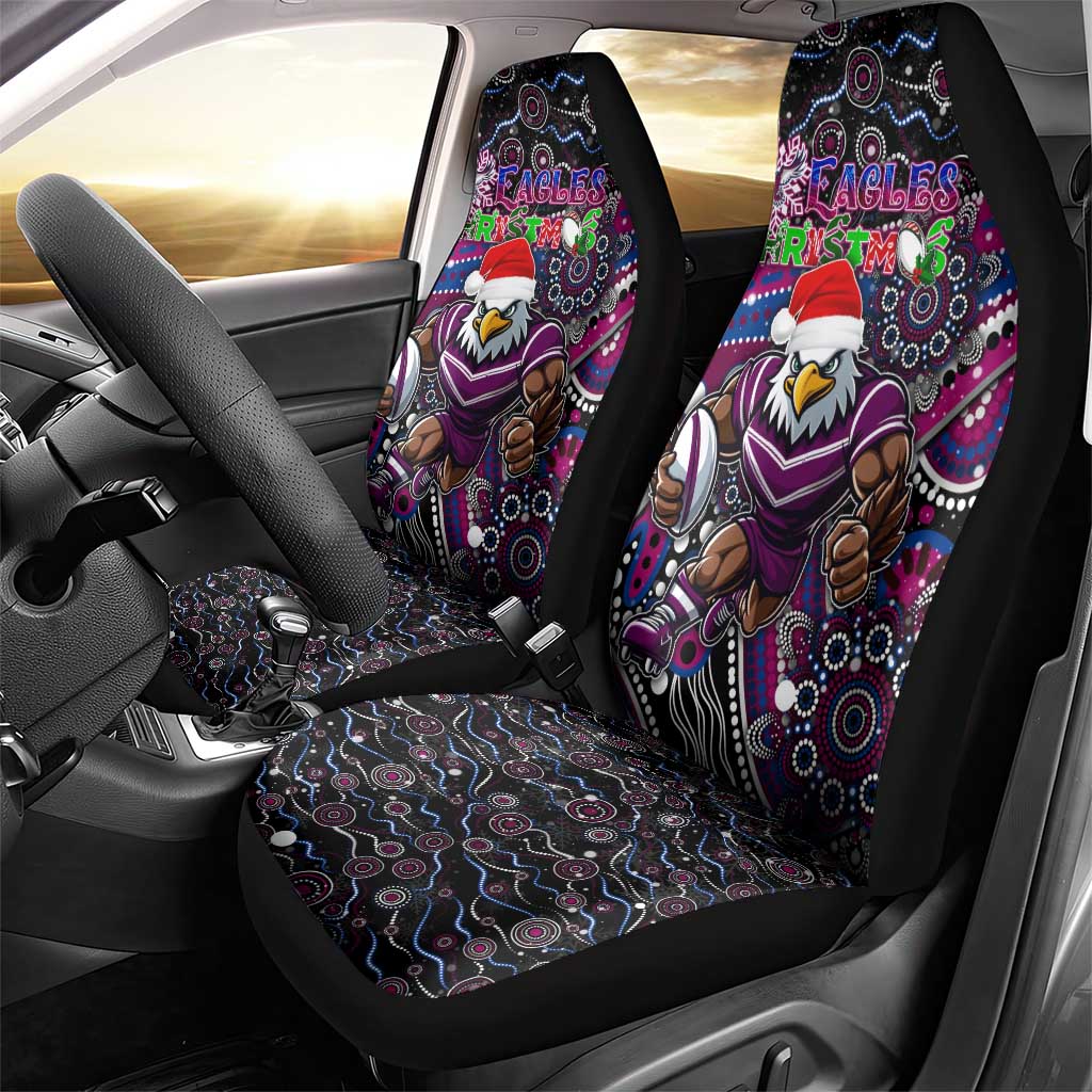 Merry Christmas Manly Warringah Sea Eagles Car Seat Cover Aboriginal Santa Rugby Mascot - Silvertails