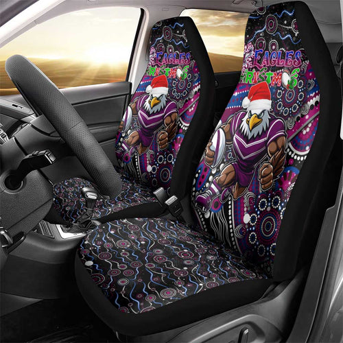 Merry Christmas Manly Warringah Sea Eagles Car Seat Cover Aboriginal Santa Rugby Mascot - Silvertails