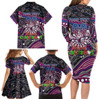 Merry Christmas Manly Warringah Sea Eagles Family Matching Long Sleeve Bodycon Dress and Hawaiian Shirt Aboriginal Santa Rugby Mascot - Silvertails