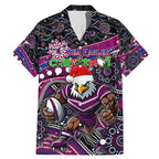 Merry Christmas Manly Warringah Sea Eagles Family Matching Mermaid Dress and Hawaiian Shirt Aboriginal Santa Rugby Mascot - Silvertails