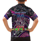 Merry Christmas Manly Warringah Sea Eagles Family Matching Off The Shoulder Long Sleeve Dress and Hawaiian Shirt Aboriginal Santa Rugby Mascot - Silvertails