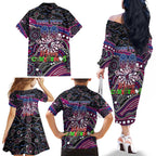Merry Christmas Manly Warringah Sea Eagles Family Matching Off The Shoulder Long Sleeve Dress and Hawaiian Shirt Aboriginal Santa Rugby Mascot - Silvertails