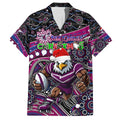 Merry Christmas Manly Warringah Sea Eagles Family Matching Off The Shoulder Long Sleeve Dress and Hawaiian Shirt Aboriginal Santa Rugby Mascot - Silvertails