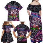 Merry Christmas Manly Warringah Sea Eagles Family Matching Off Shoulder Maxi Dress and Hawaiian Shirt Aboriginal Santa Rugby Mascot - Silvertails