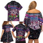 Merry Christmas Manly Warringah Sea Eagles Family Matching Off Shoulder Short Dress and Hawaiian Shirt Aboriginal Santa Rugby Mascot - Silvertails