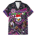 Merry Christmas Manly Warringah Sea Eagles Family Matching Off Shoulder Short Dress and Hawaiian Shirt Aboriginal Santa Rugby Mascot - Silvertails