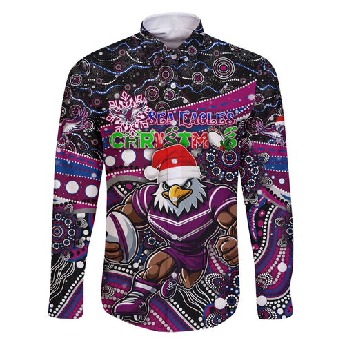 Merry Christmas Manly Warringah Sea Eagles Family Matching Puletasi and Hawaiian Shirt Aboriginal Santa Rugby Mascot - Silvertails