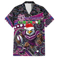 Merry Christmas Manly Warringah Sea Eagles Family Matching Short Sleeve Bodycon Dress and Hawaiian Shirt Aboriginal Santa Rugby Mascot - Silvertails