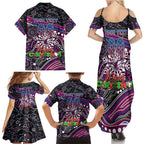 Merry Christmas Manly Warringah Sea Eagles Family Matching Summer Maxi Dress and Hawaiian Shirt Aboriginal Santa Rugby Mascot - Silvertails