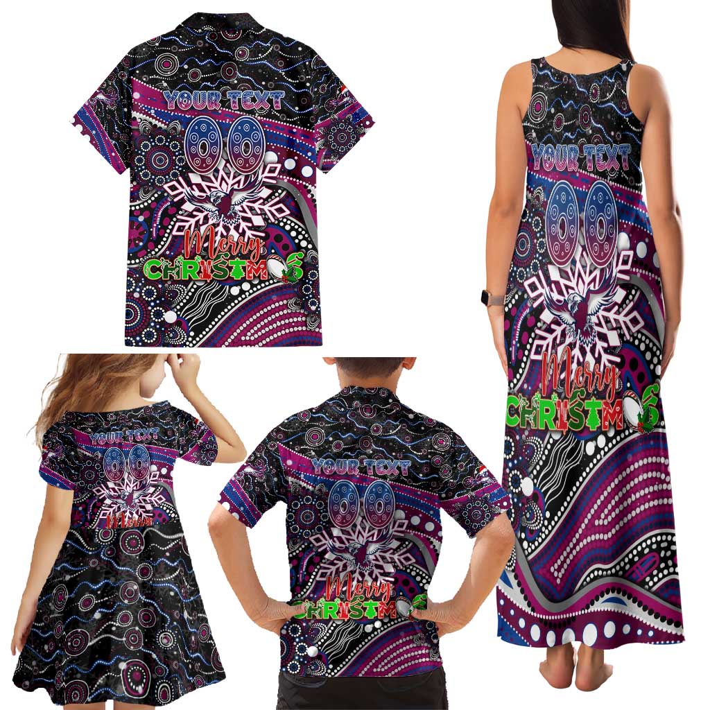 Merry Christmas Manly Warringah Sea Eagles Family Matching Tank Maxi Dress and Hawaiian Shirt Aboriginal Santa Rugby Mascot - Silvertails