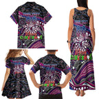 Merry Christmas Manly Warringah Sea Eagles Family Matching Tank Maxi Dress and Hawaiian Shirt Aboriginal Santa Rugby Mascot - Silvertails