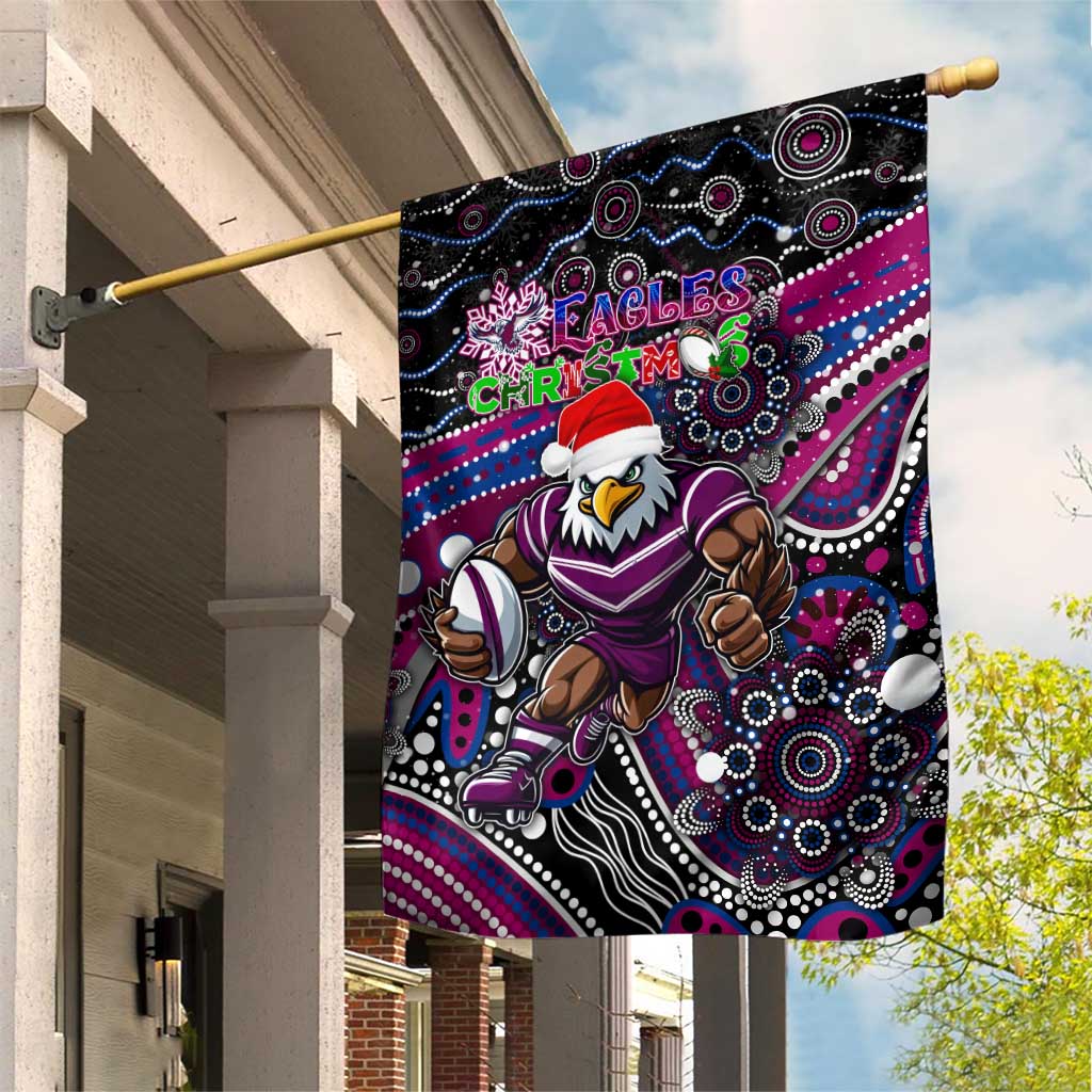 Merry Christmas Manly Warringah Sea Eagles Garden Flag Aboriginal Santa Rugby Mascot - Silvertails