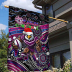 Merry Christmas Manly Warringah Sea Eagles Garden Flag Aboriginal Santa Rugby Mascot - Silvertails