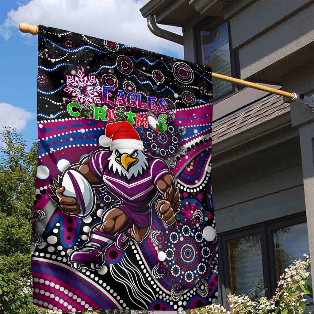 Merry Christmas Manly Warringah Sea Eagles Garden Flag Aboriginal Santa Rugby Mascot - Silvertails