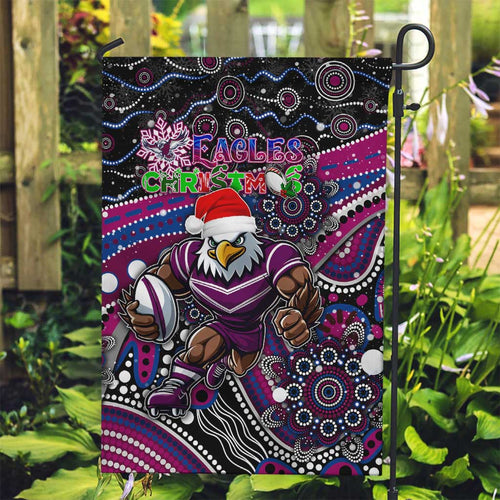 Merry Christmas Manly Warringah Sea Eagles Garden Flag Aboriginal Santa Rugby Mascot - Silvertails