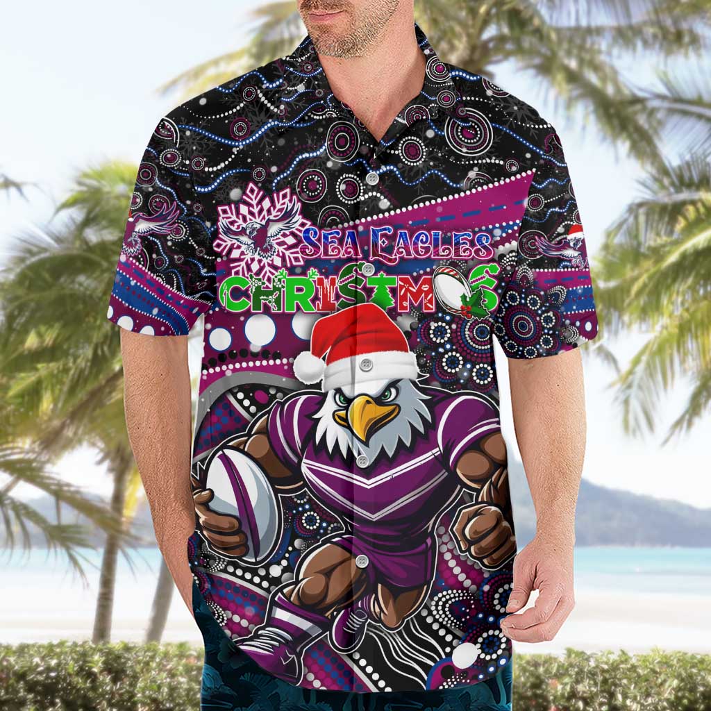 Merry Christmas Manly Warringah Sea Eagles Hawaiian Shirt Aboriginal Santa Rugby Mascot - Silvertails