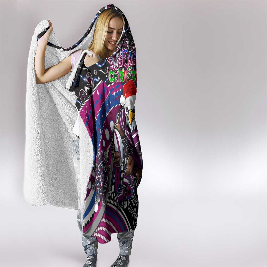 Merry Christmas Manly Warringah Sea Eagles Hooded Blanket Aboriginal Santa Rugby Mascot - Silvertails