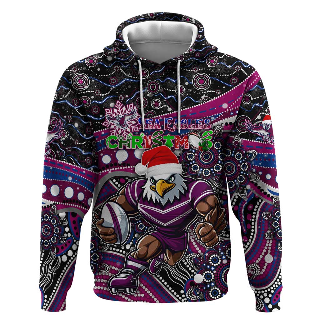 Merry Christmas Manly Warringah Sea Eagles Hoodie Aboriginal Santa Rugby Mascot - Silvertails