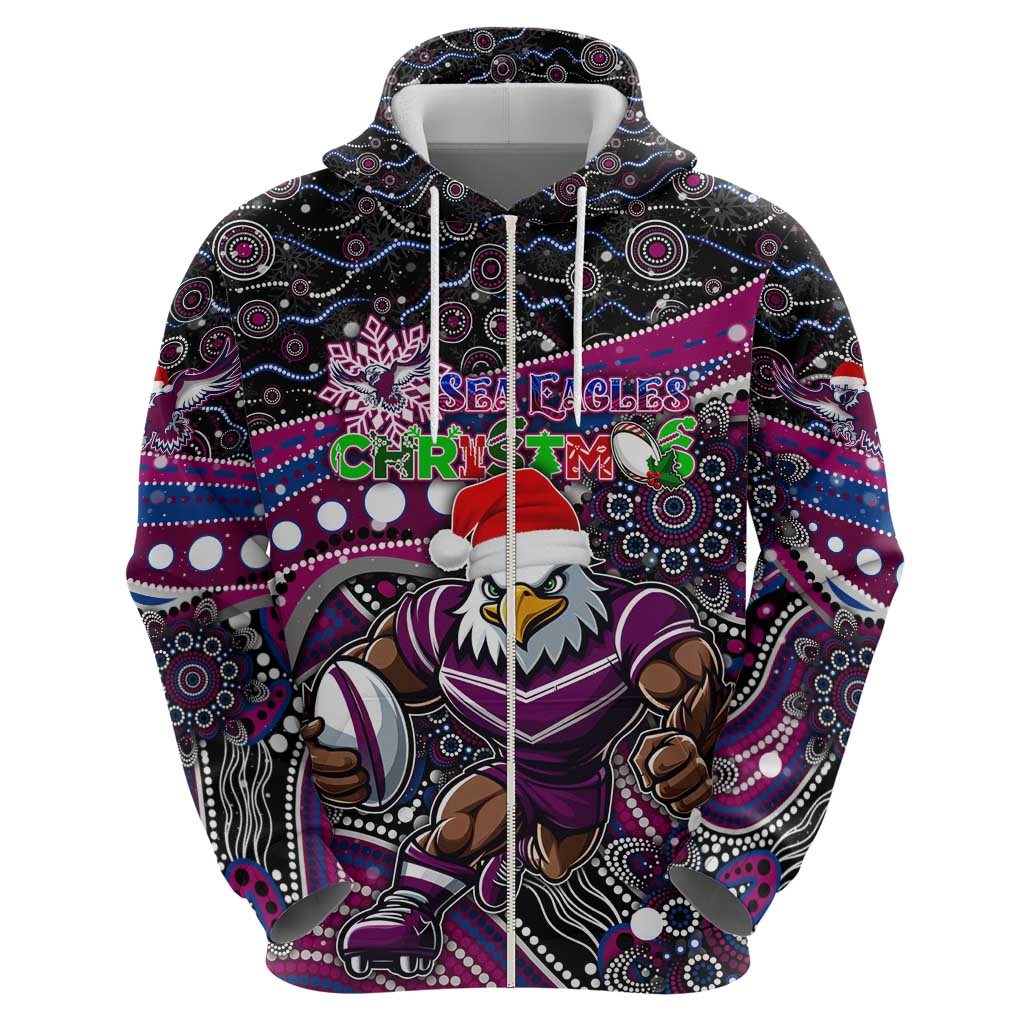 Merry Christmas Manly Warringah Sea Eagles Hoodie Aboriginal Santa Rugby Mascot - Silvertails