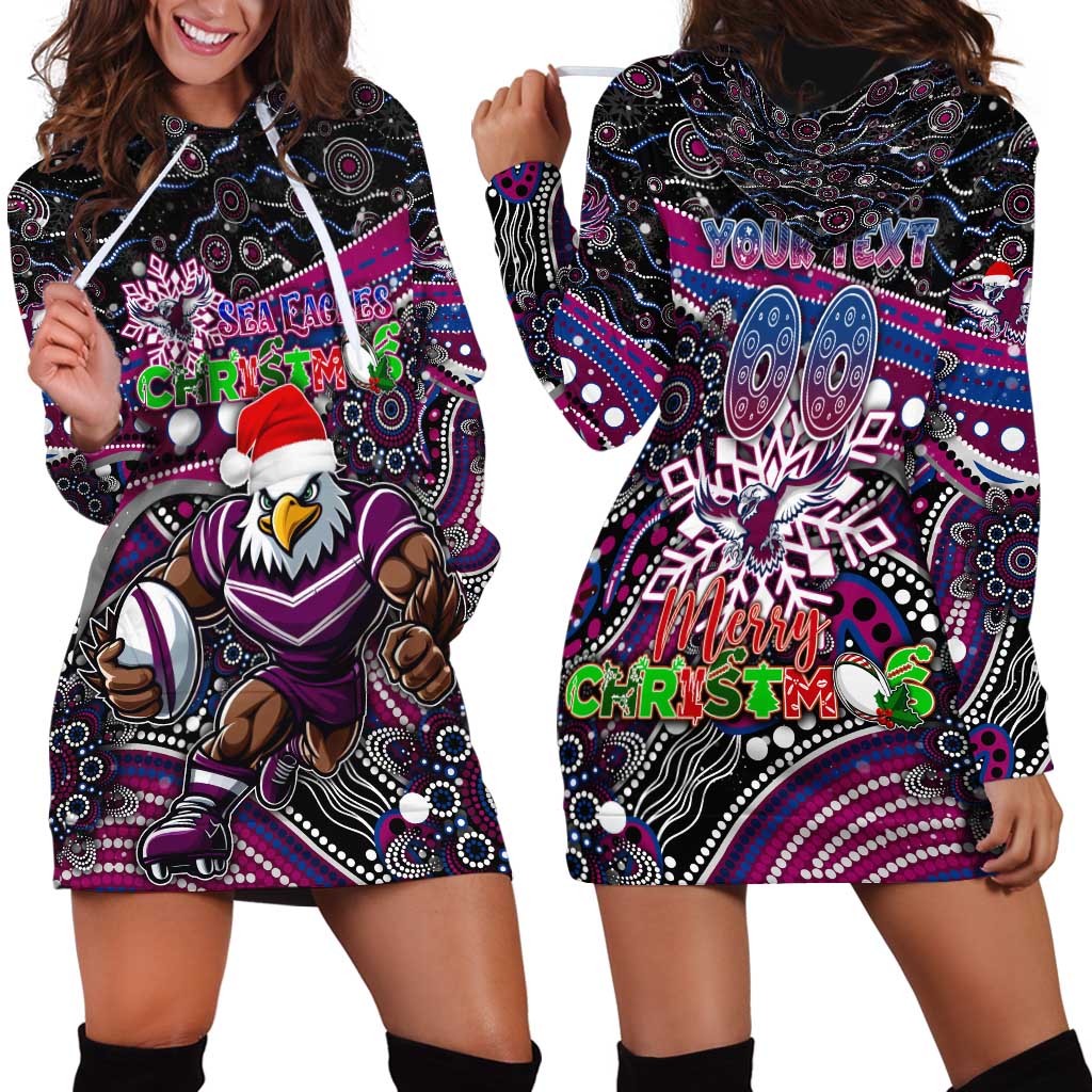 Merry Christmas Manly Warringah Sea Eagles Hoodie Dress Aboriginal Santa Rugby Mascot - Silvertails