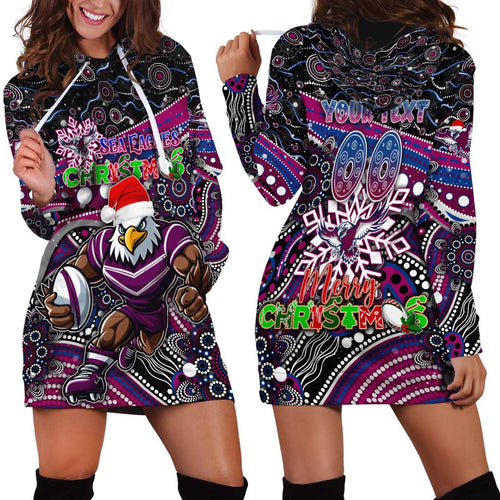 Merry Christmas Manly Warringah Sea Eagles Hoodie Dress Aboriginal Santa Rugby Mascot - Silvertails