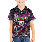 Merry Christmas Manly Warringah Sea Eagles Kid Hawaiian Shirt Aboriginal Santa Rugby Mascot - Silvertails