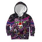 Merry Christmas Manly Warringah Sea Eagles Kid Hoodie Aboriginal Santa Rugby Mascot - Silvertails