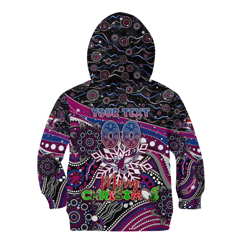 Merry Christmas Manly Warringah Sea Eagles Kid Hoodie Aboriginal Santa Rugby Mascot - Silvertails