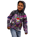 Merry Christmas Manly Warringah Sea Eagles Kid Hoodie Aboriginal Santa Rugby Mascot - Silvertails