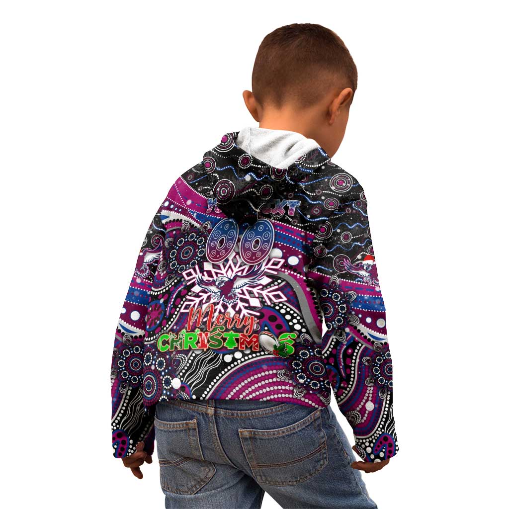 Merry Christmas Manly Warringah Sea Eagles Kid Hoodie Aboriginal Santa Rugby Mascot - Silvertails