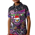 Merry Christmas Manly Warringah Sea Eagles Kid Polo Shirt Aboriginal Santa Rugby Mascot - Silvertails
