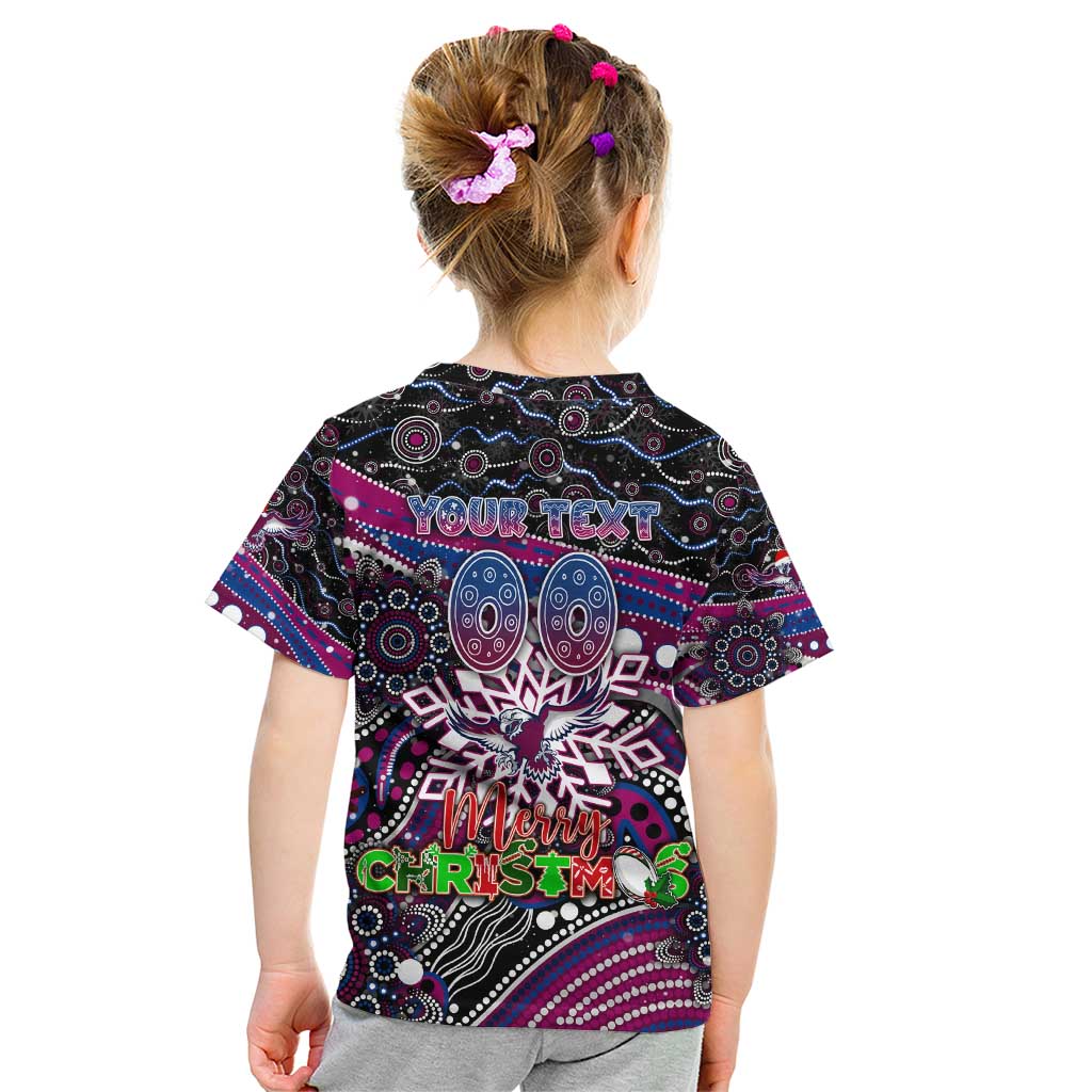 Merry Christmas Manly Warringah Sea Eagles Kid T Shirt Aboriginal Santa Rugby Mascot - Silvertails