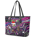 Merry Christmas Manly Warringah Sea Eagles Leather Tote Bag Aboriginal Santa Rugby Mascot - Silvertails