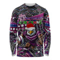 Merry Christmas Manly Warringah Sea Eagles Long Sleeve Shirt Aboriginal Santa Rugby Mascot - Silvertails