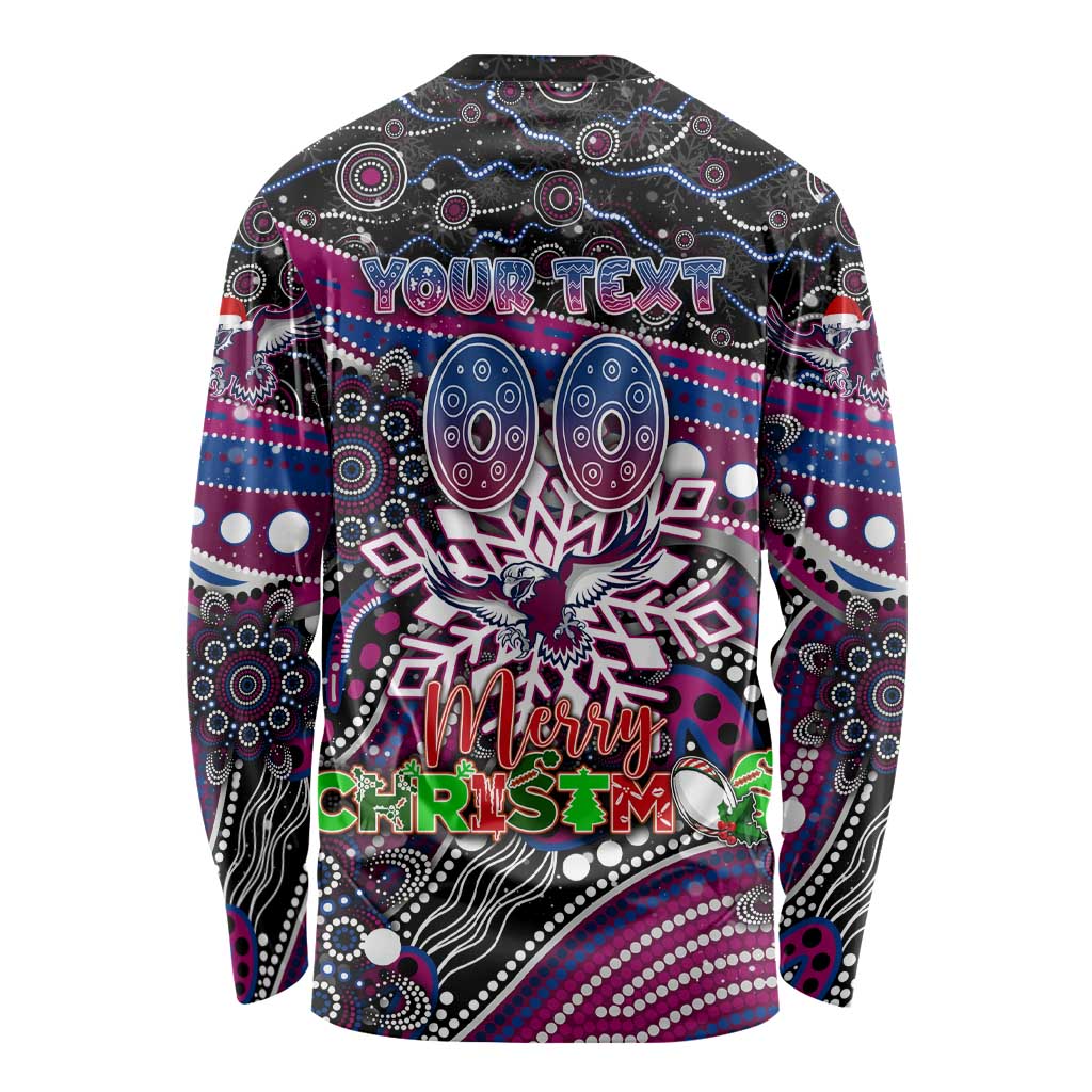 Merry Christmas Manly Warringah Sea Eagles Long Sleeve Shirt Aboriginal Santa Rugby Mascot - Silvertails