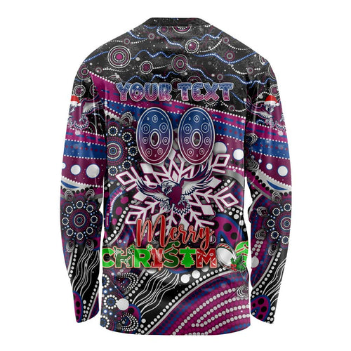Merry Christmas Manly Warringah Sea Eagles Long Sleeve Shirt Aboriginal Santa Rugby Mascot - Silvertails