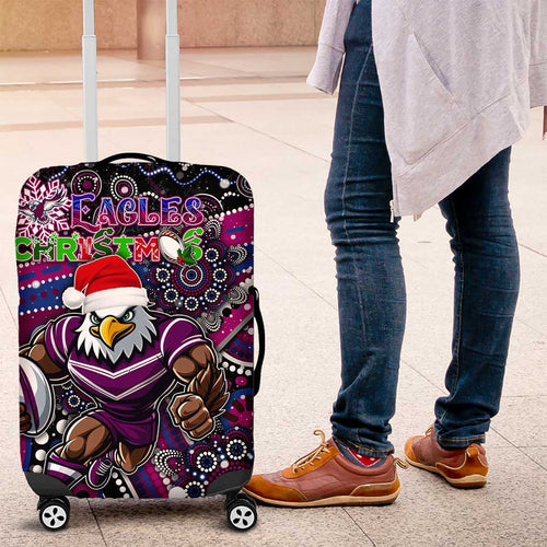 Merry Christmas Manly Warringah Sea Eagles Luggage Cover Aboriginal Santa Rugby Mascot - Silvertails