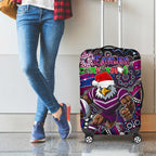 Merry Christmas Manly Warringah Sea Eagles Luggage Cover Aboriginal Santa Rugby Mascot - Silvertails