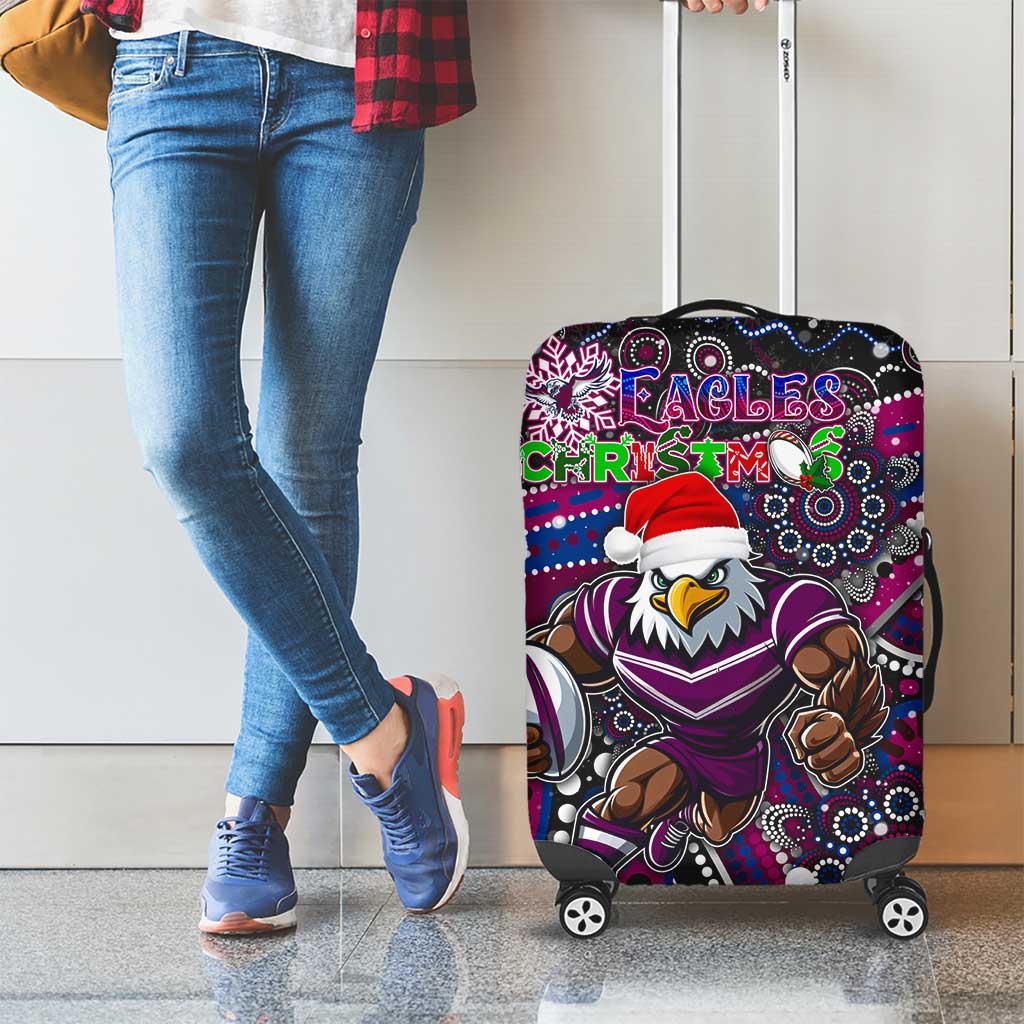 Merry Christmas Manly Warringah Sea Eagles Luggage Cover Aboriginal Santa Rugby Mascot - Silvertails