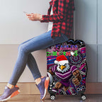 Merry Christmas Manly Warringah Sea Eagles Luggage Cover Aboriginal Santa Rugby Mascot - Silvertails