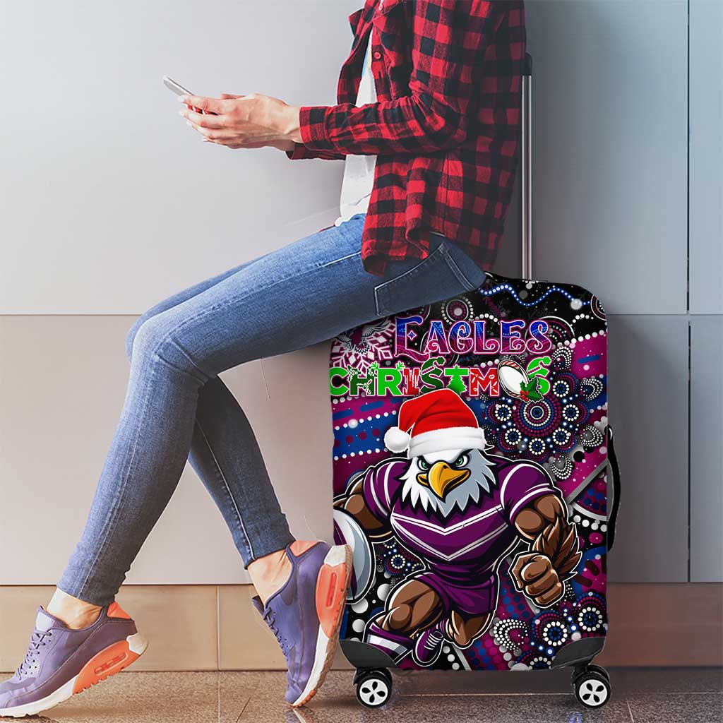 Merry Christmas Manly Warringah Sea Eagles Luggage Cover Aboriginal Santa Rugby Mascot - Silvertails