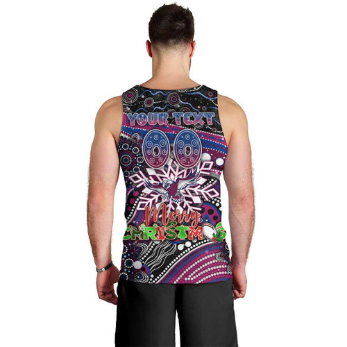 Merry Christmas Manly Warringah Sea Eagles Men Tank Top Aboriginal Santa Rugby Mascot - Silvertails