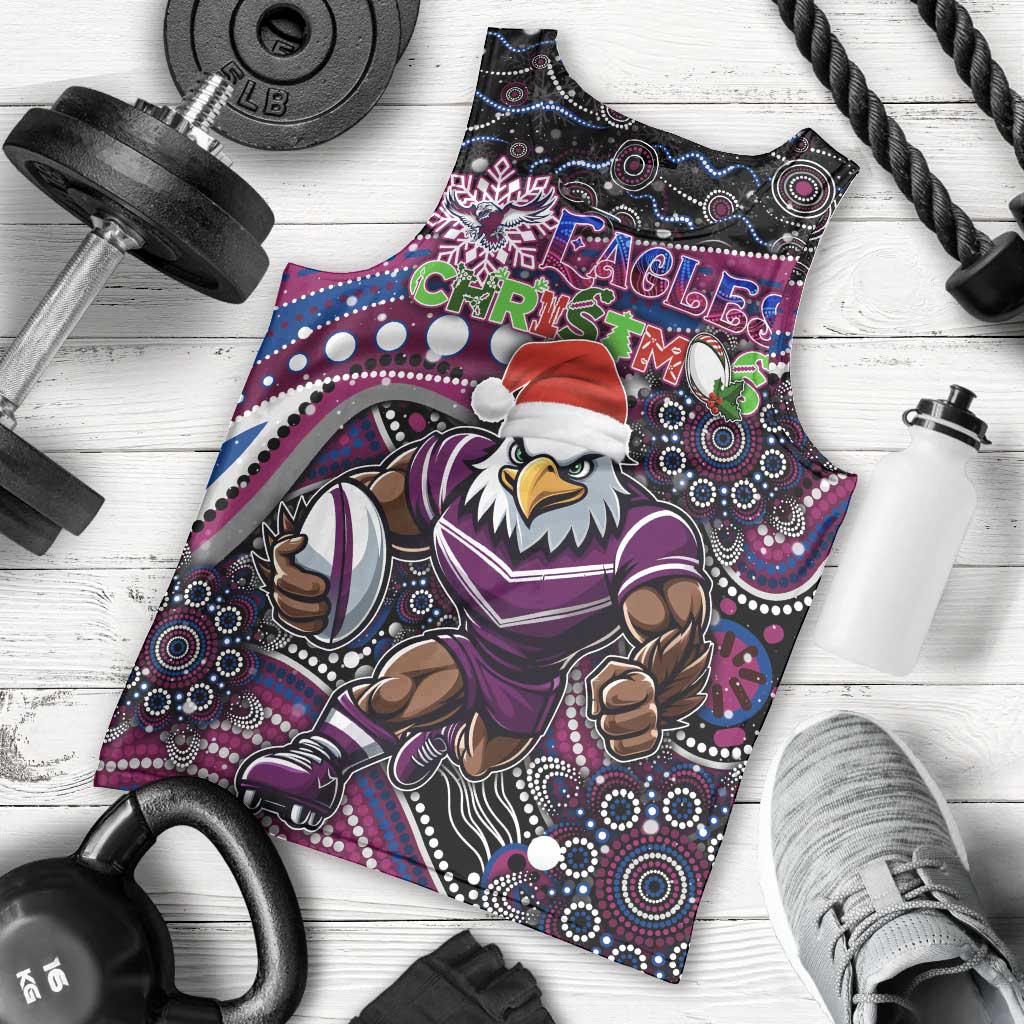 Merry Christmas Manly Warringah Sea Eagles Men Tank Top Aboriginal Santa Rugby Mascot - Silvertails