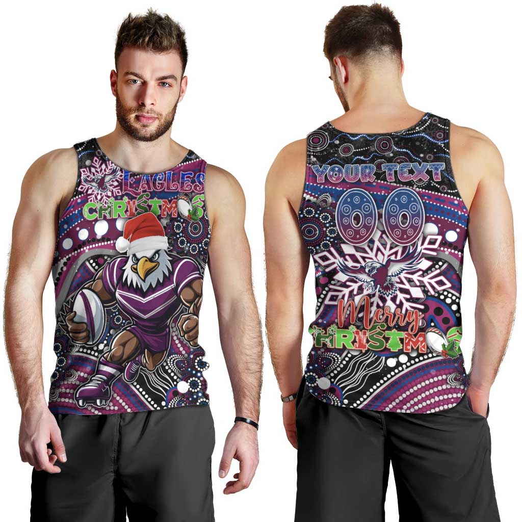 Merry Christmas Manly Warringah Sea Eagles Men Tank Top Aboriginal Santa Rugby Mascot - Silvertails