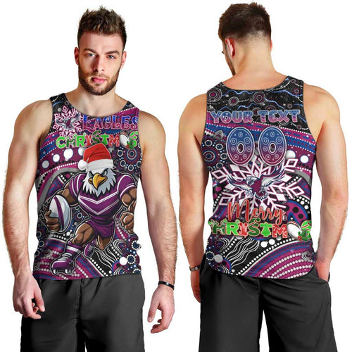 Merry Christmas Manly Warringah Sea Eagles Men Tank Top Aboriginal Santa Rugby Mascot - Silvertails