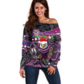 Merry Christmas Manly Warringah Sea Eagles Off Shoulder Sweater Aboriginal Santa Rugby Mascot - Silvertails